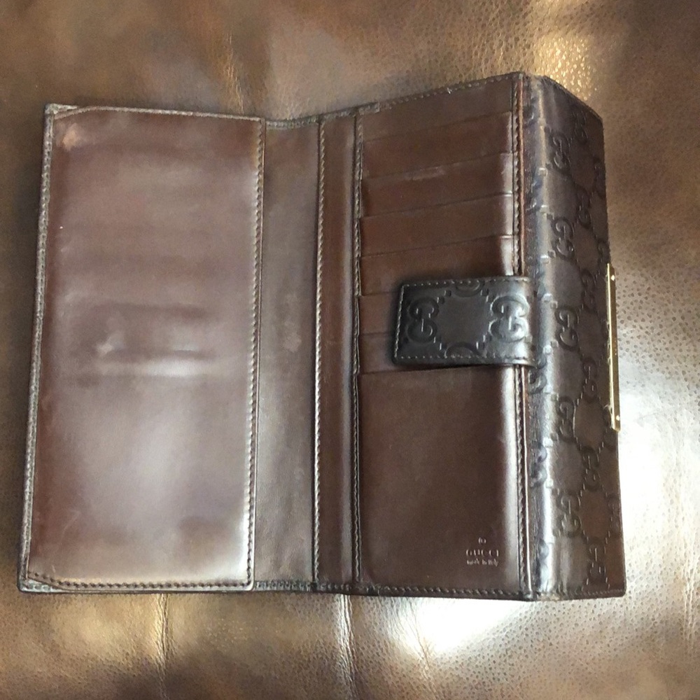GUCCI GG Guccissima Brown Lambskin Continental Bifold Wallet with Coin Section - Picture 5 of 16